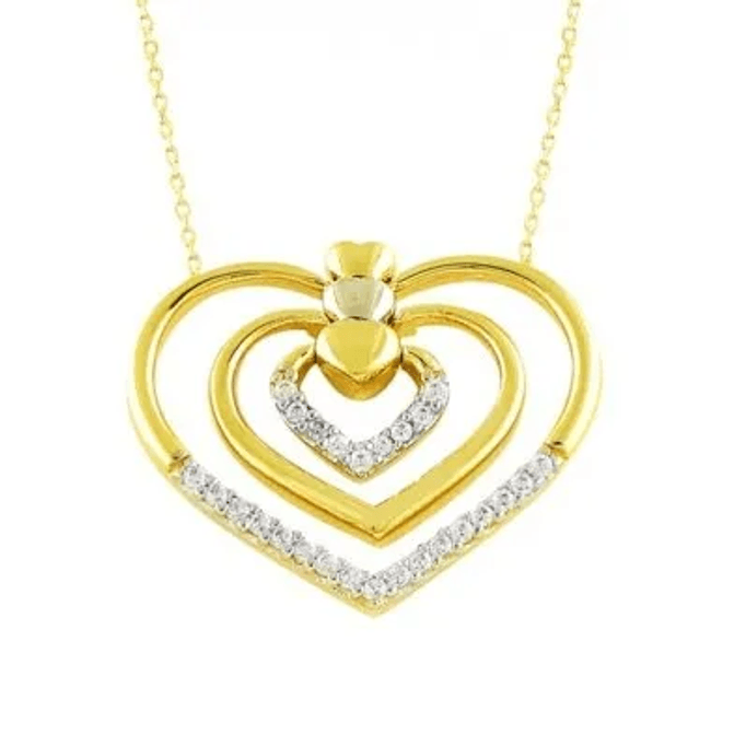 İç İçe 3 Kalp Kolye