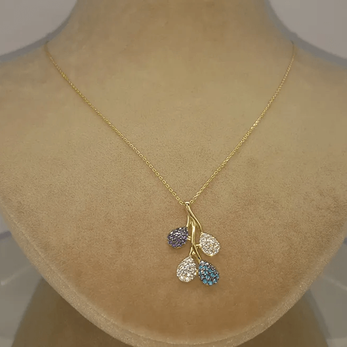 Renkli 4 Balon Altın Kolye