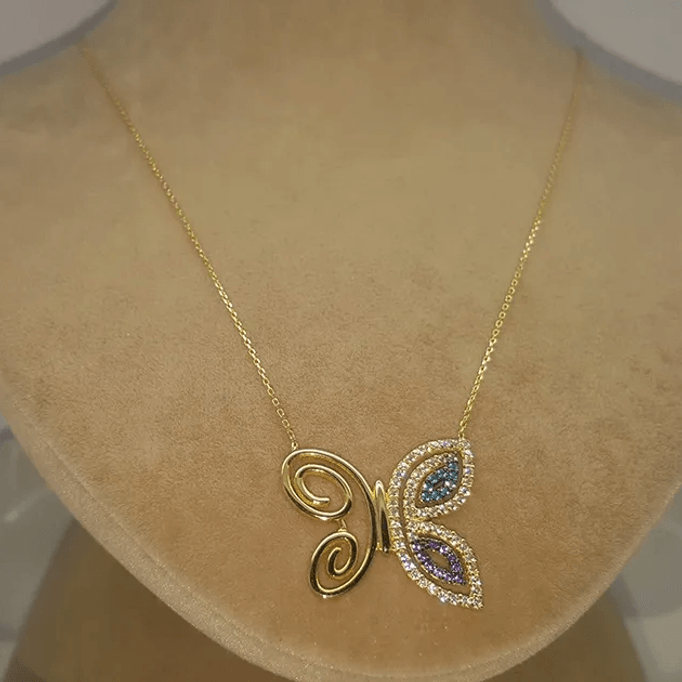 Tasarım Kelebek Altın Kolye