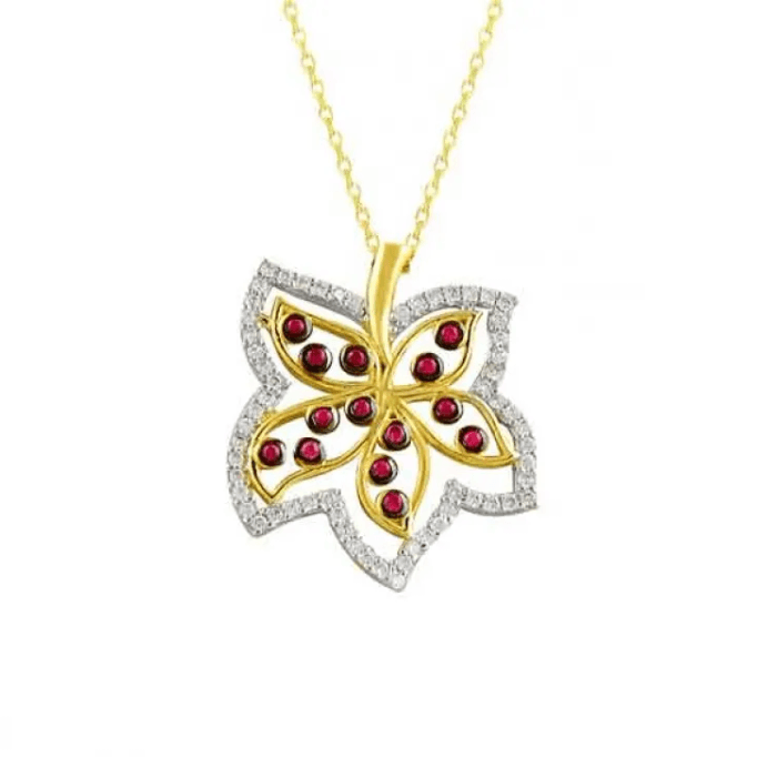 Yaprak İçinde Yaprak Altın Kolye