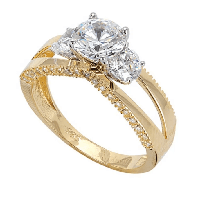 Üç Taşlı Altın Yüzük