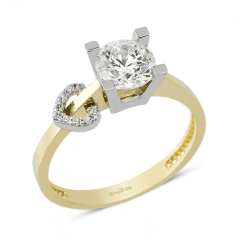 Tektaş Taşlı Kalp Yüzük