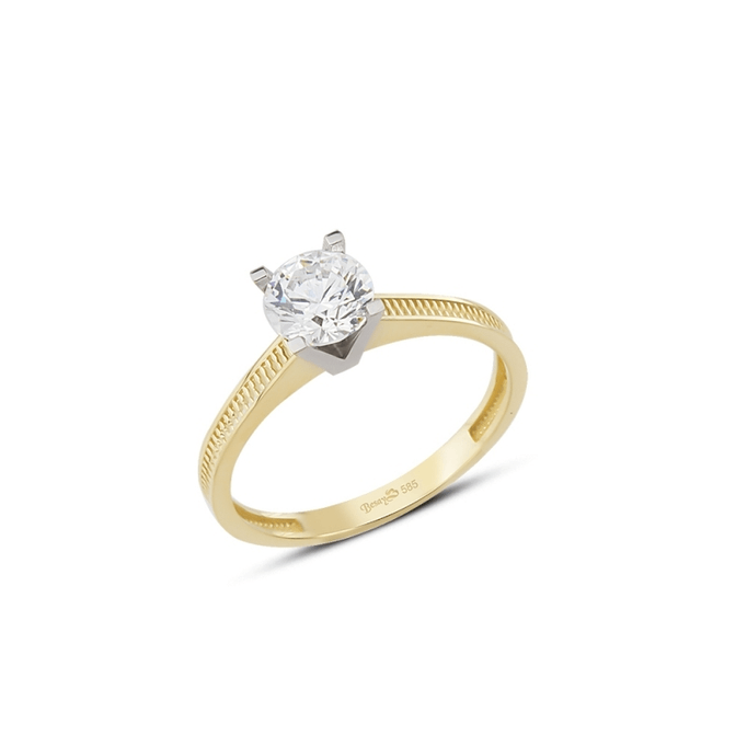 Paralel Desenli Tektaş Yüzük