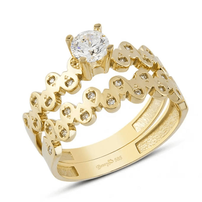 Çiftli Yüzük Damla Dekor