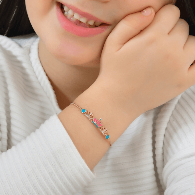 Pembe Turkuaz Taç Çocuk Bileklik