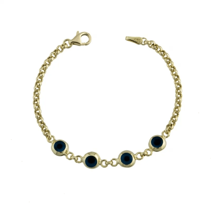 Büyük Göz Boncuklu Altın Künye