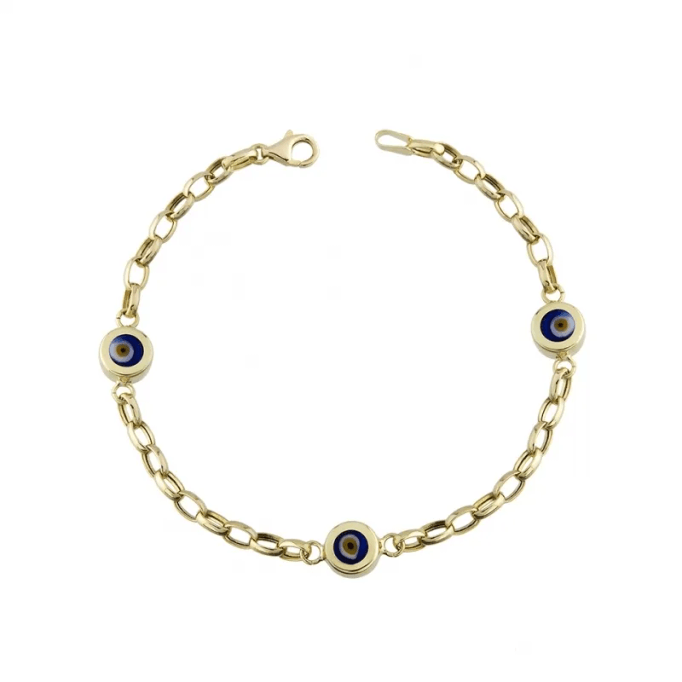 Göz Boncuklu Üçlü Altın Künye