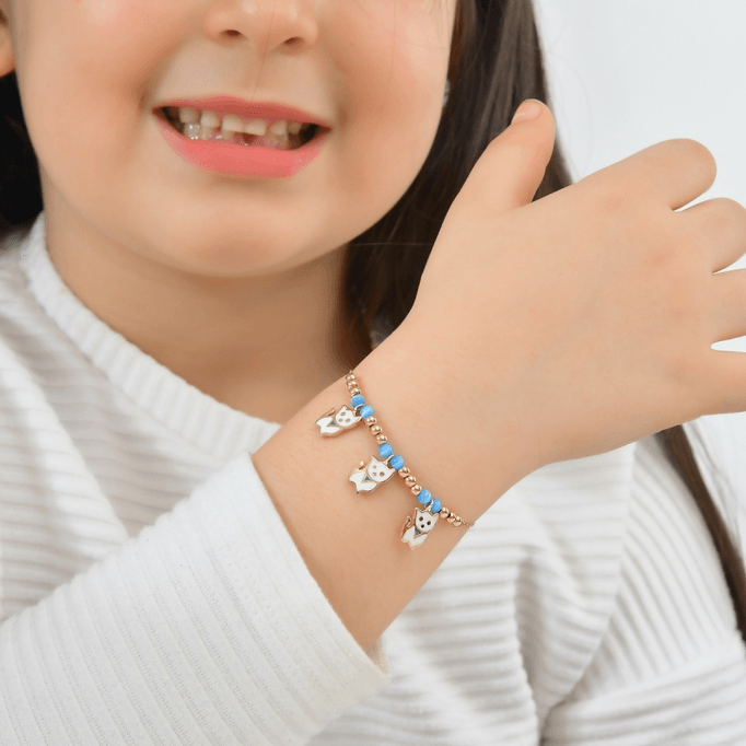 3 Beyaz Kedi Çocuk Bilekliği