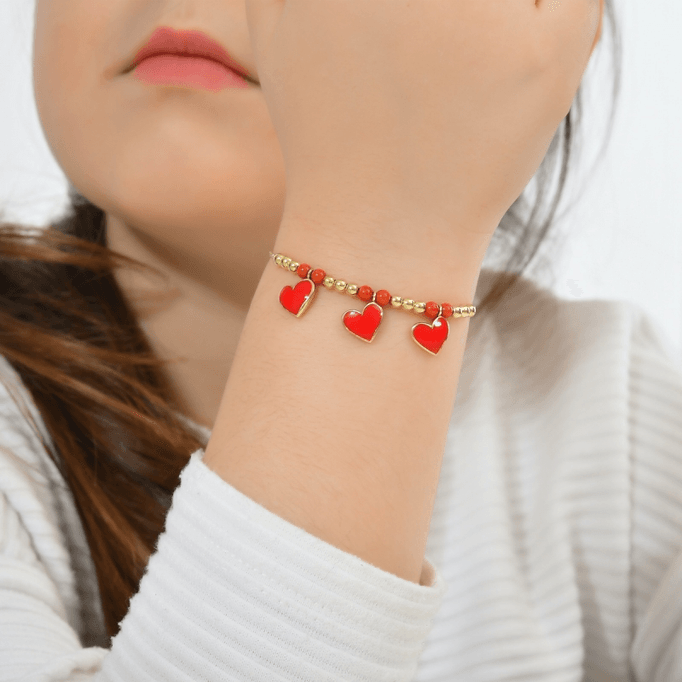 Kırmızı Kalpler Çocuk Bilekliği