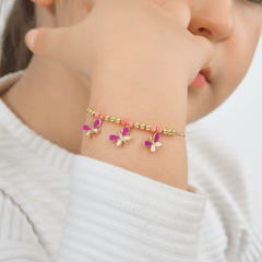 Pembe Mor  3 Kelebek Çocuk Bilekliği