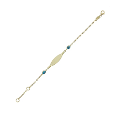 İsim Yazılabilen Oval Göz Boncuklu Künye