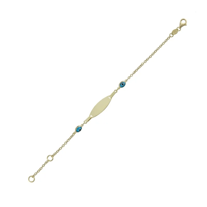 İsim Yazılabilen Oval Göz Boncuklu Künye