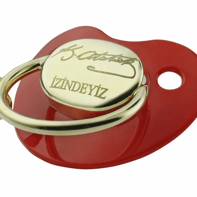 Atatürk İmzalı Altın Emzik -Kırmızı