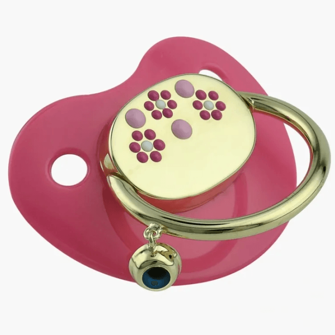 Pembe Papatya Figürlü Altın Emzik