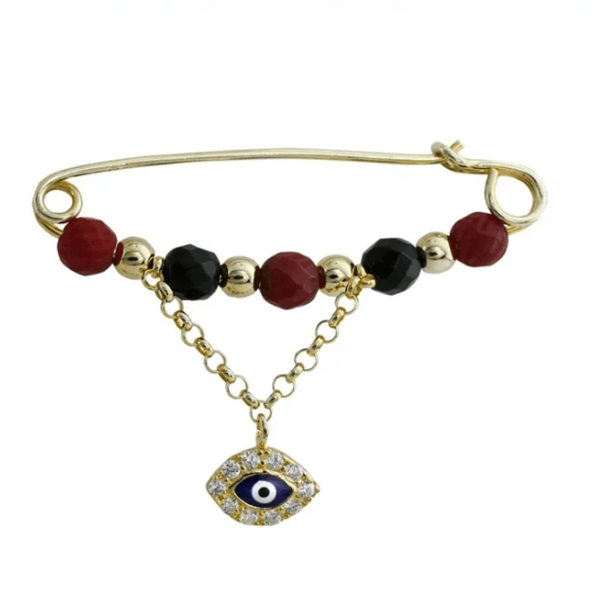 Kırmızı Sallanan Nazar Boncuklu  Çengelli İğne