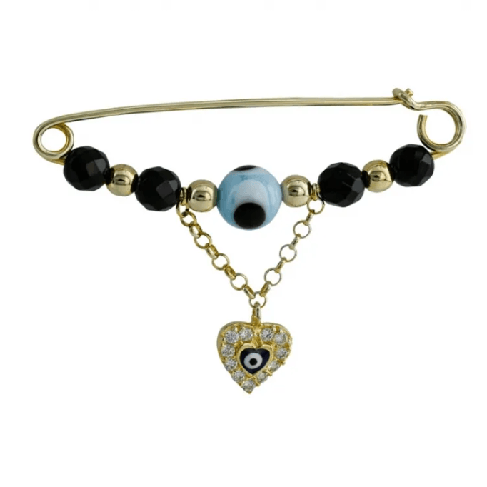 Kalp Sallanan Nazar Boncuklu  Çengelli İğne