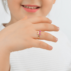 Pembe Mor Kelebek Çocuk Yüzük