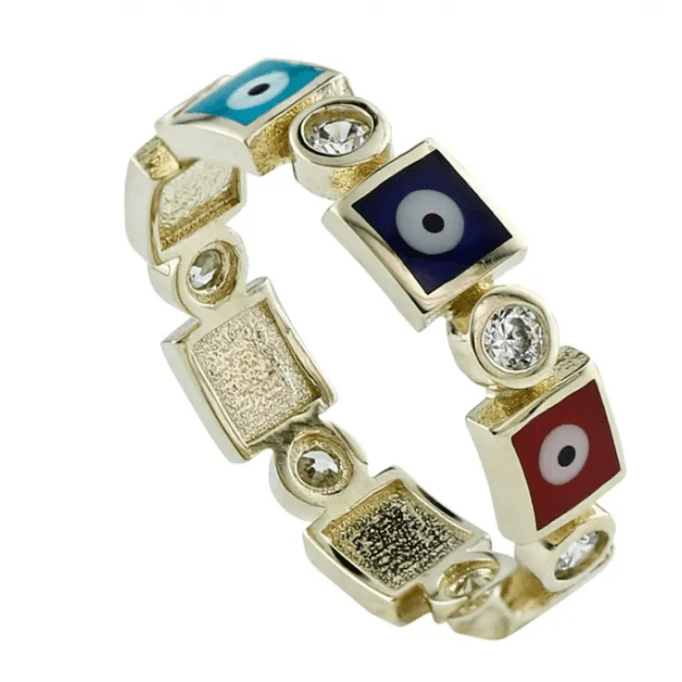 Renkli Kare Mineli Tamtur Yüzük