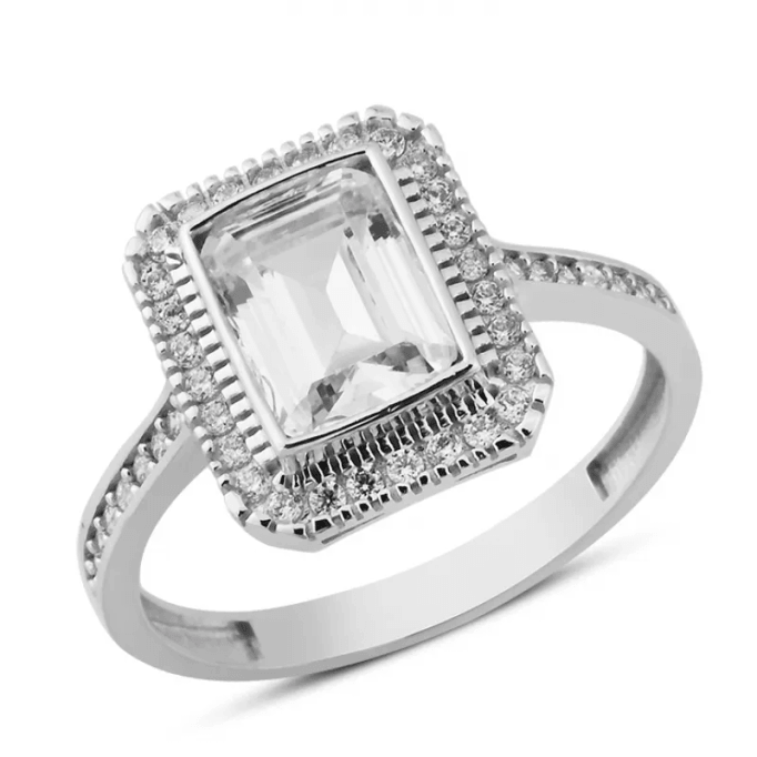 Baget Yüzük Beyaz Altın