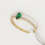 Renkli Taşlı Yüzük Yeşil Damla Taş