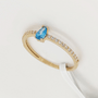 Renkli Taşlı Yüzük Mavi Damla Taş