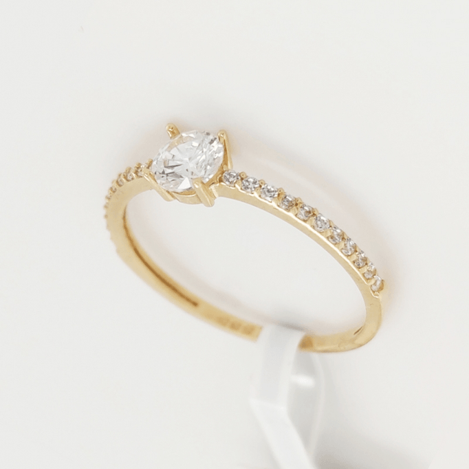 Renkli Taşlı Yüzük Yuvarlak Beyaz Taş