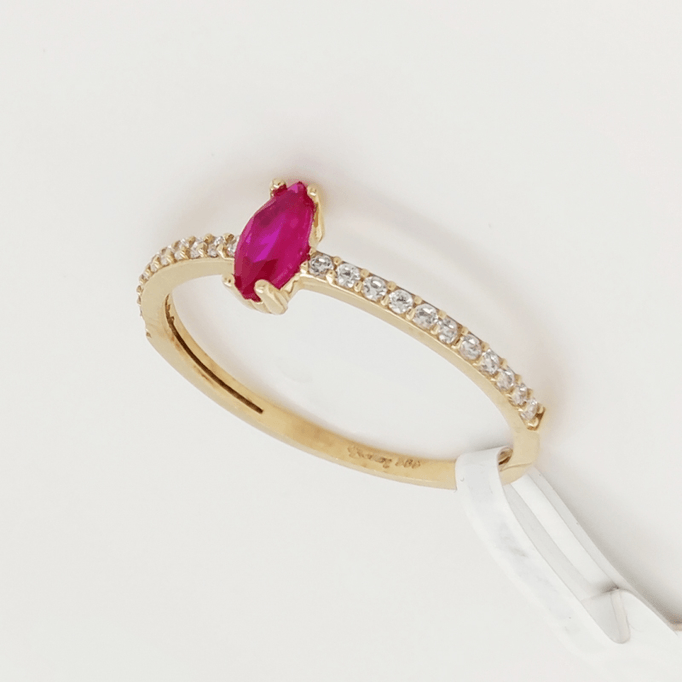 Renkli Taşlı Yüzük Pembe Markiz