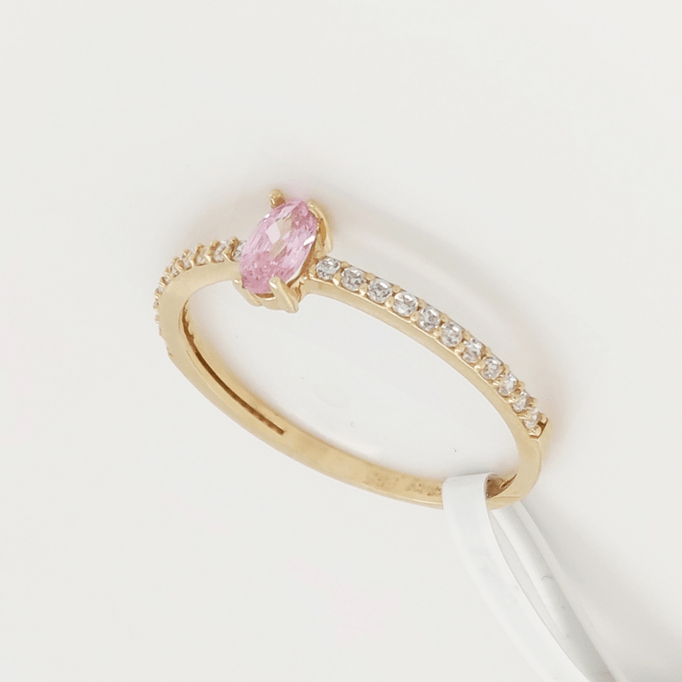 Renkli Oval Taşlı Pembe Markiz Yüzük