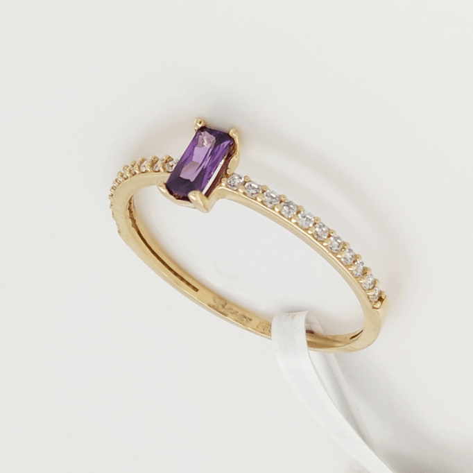 Renkli Taşlı Yüzük Baget Mor Taş