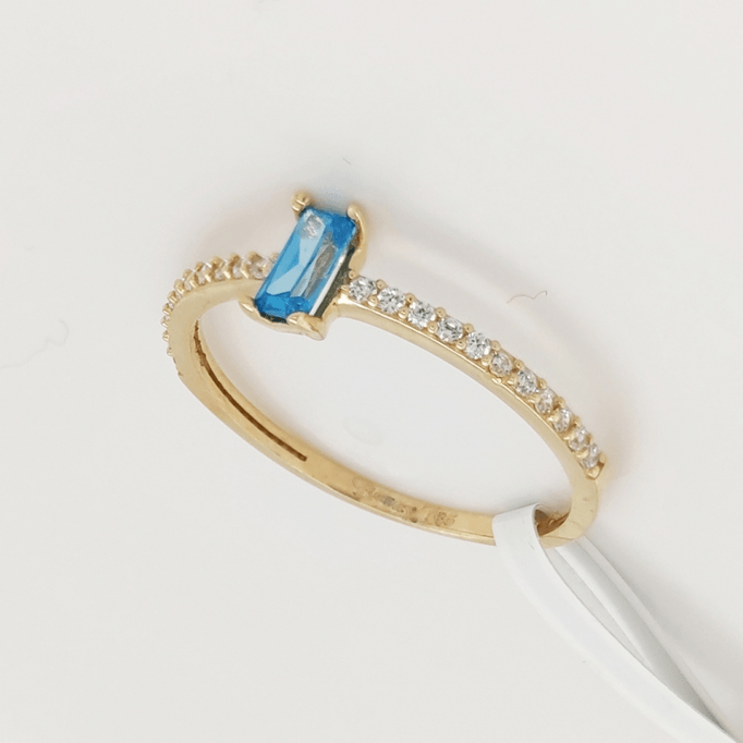 Renkli Taşlı Yüzük Baget Mavi Taş