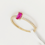 Renkli Taşlı Yüzük Baget Pembe Taş