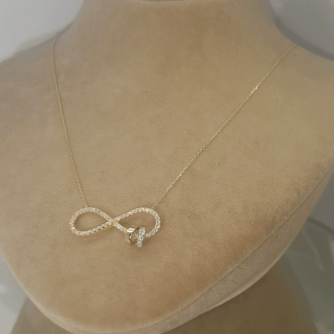 Alyanslı Sonsuzluk Altın Kolye
