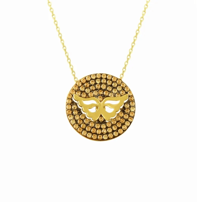 Daire Üstünde Kelebek Kanadı Kolye