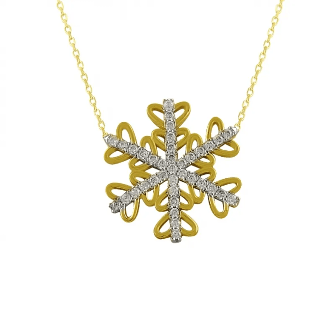 Kalplerle Dolu Kar Tanesi Altın Kolye