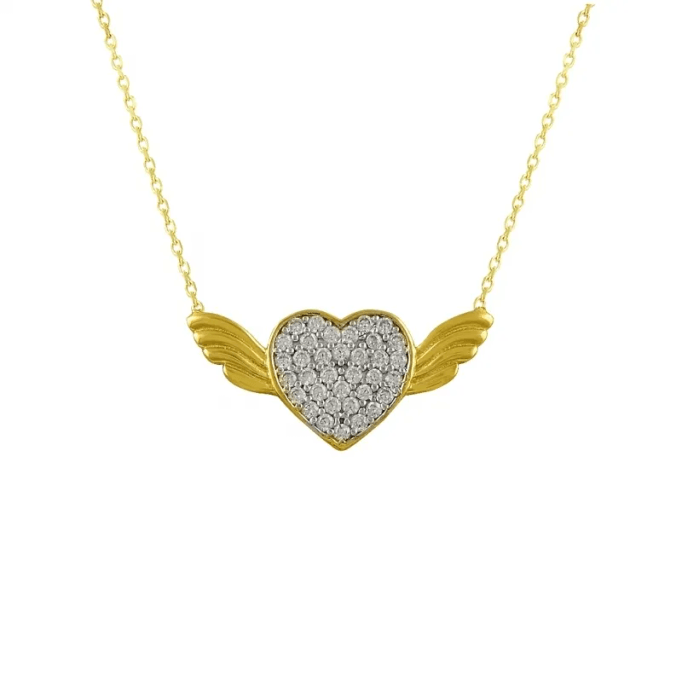 Küçük Kanatlı Kalp Altın Kolye