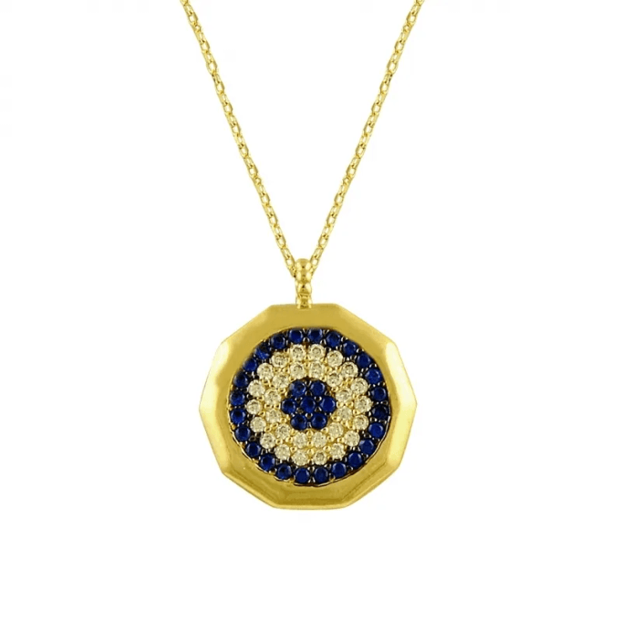 Nazar Boncuğu Daire Altın Kolye KLF906