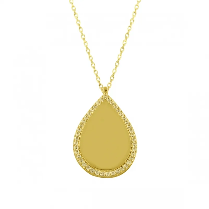 İsim Yazılan Damla Altın Kolye KLF935