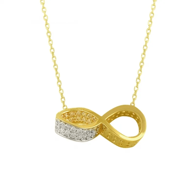Üç Boyutlu Sonsuzluk Altın Kolye KLF940
