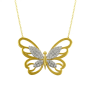 Taşlı Kelebek Altın Kolye KLF1026