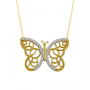 Desenli Kelebek Kanadı Altın Kolye KLF1122