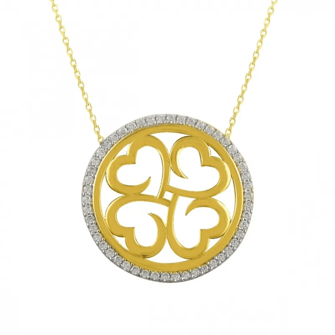 Daire İçinde Kalpler Altın Kolye KLF1130