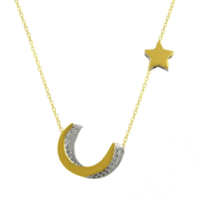 Üç Boyutlu Ayyıldız Altın Kolye KLF1205