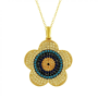 Çiçek Şekilli Nazar Boncuğu Altın Kolye KLF1295
