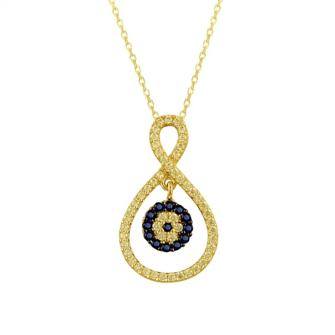 Göz Boncuklu Sonsuzluk Altın Kolye KLF1352