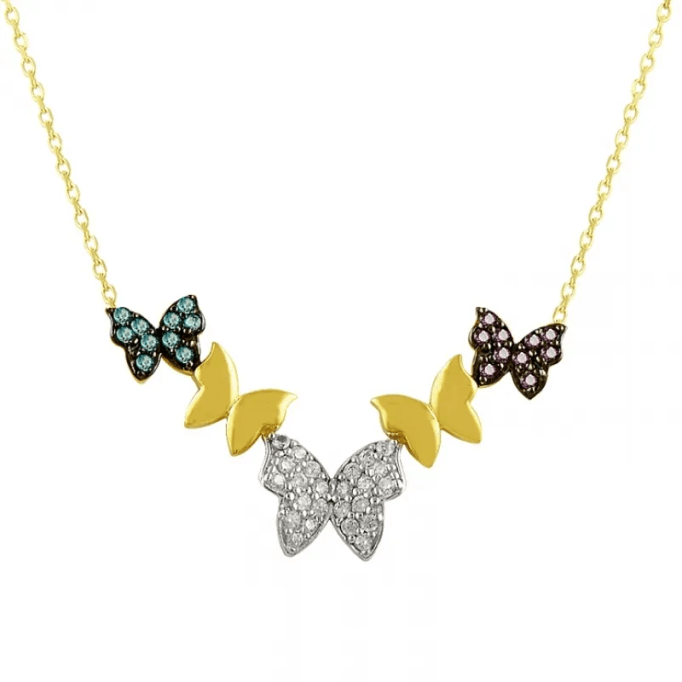 Beş Kelebekler Altın Kolye KLF1358