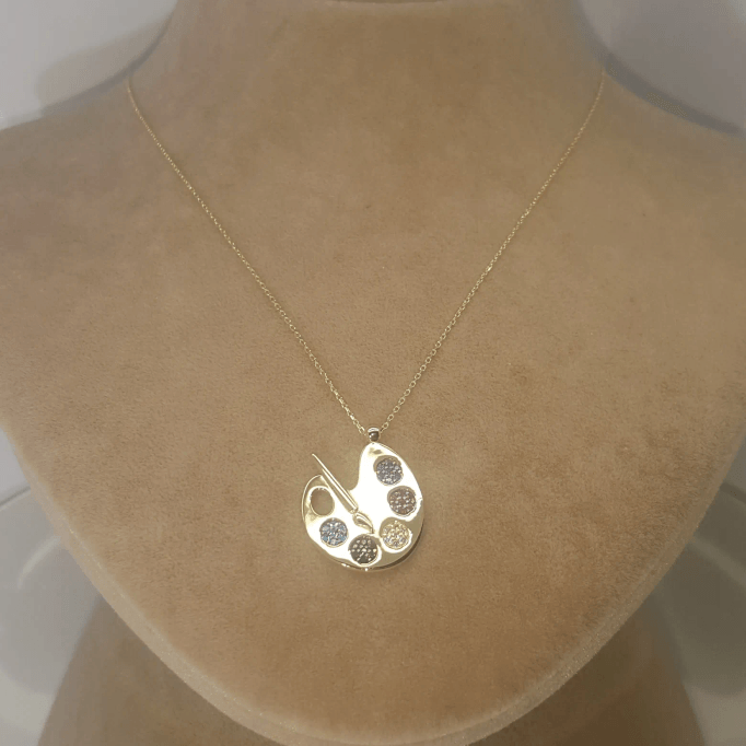 Ressam Paleti Altın Kolye KLF1378