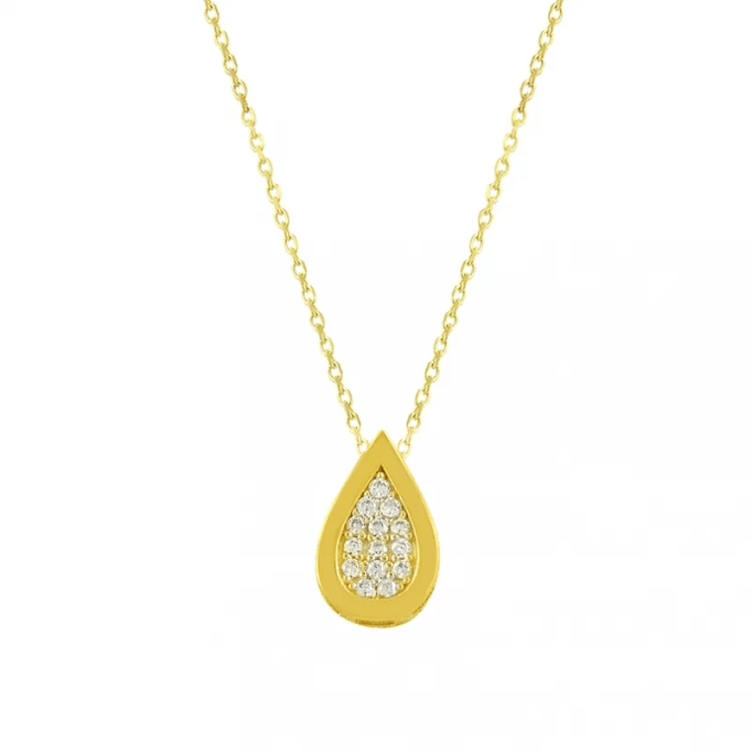 Taşlı Damla Altın Kolye KLF1407