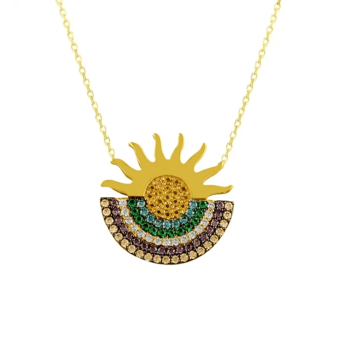 Güneş Gökkuşağı Altın Kolye