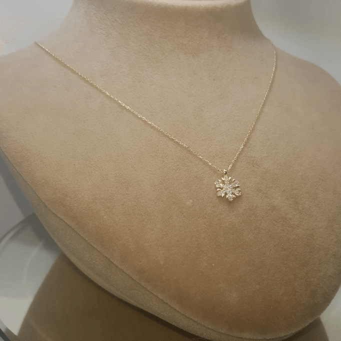 14 Ayar Kar Tanesi Altın Kolye