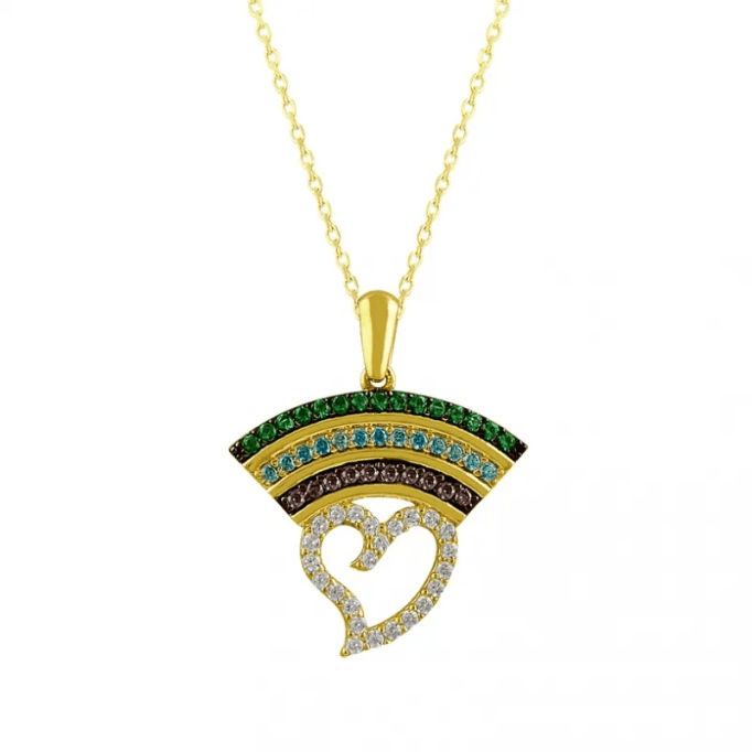 Gökkuşağı Kalp Altın Kolye